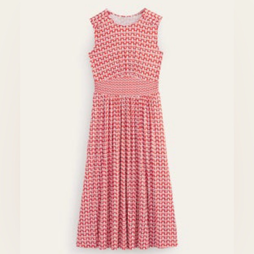 Boden Pink Patterned Midi Dress